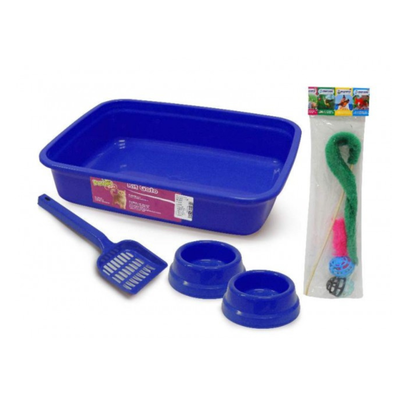 Kit Top Power Pets Gatos com 7 Peças Azul