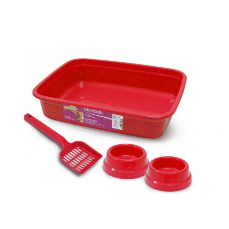 Kit Tradicional Power Pets Gatos com 4 peças Vermelha