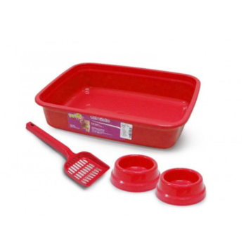 Kit Tradicional Power Pets Gatos com 4 peças Vermelha - Imagem principal