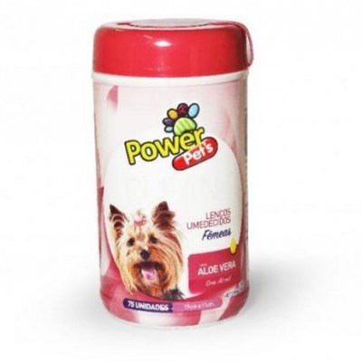 Produto Lenço Umedecido Aloe Vera Power Pets para Cães Fêmeas 75uni