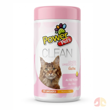 Lenço Umedecido Power Pets Clean Para Gatos com 75un - Imagem principal