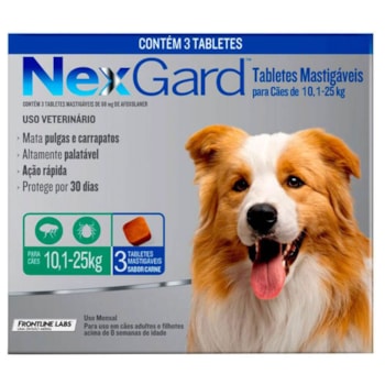 Nexgard Antipulgas e Carrapatos para Cães de 10 a 25kg 3 Tabletes Mastigáveis - Imagem principal