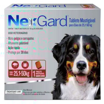 Nexgard Antipulgas e Carrapatos para Cães de 25,1 a 50kg 1 Tablete Mastigável - Imagem principal