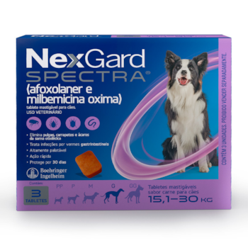 Nexgard Spectra Antipulgas e Carrapatos para Cães de 15,1 a 30kg 3 Tabletes Mastigáveis - Imagem principal
