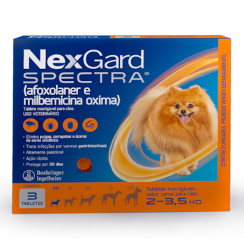 Nexgard Spectra Antipulgas e Carrapatos para Cães de 2 a 3,5kg 3 Tabletes Mastigáveis - Imagem principal