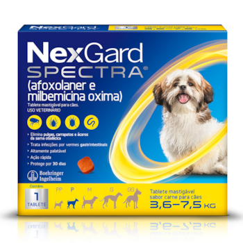 Nexgard Spectra Antipulgas e Carrapatos para Cães de 3,5 a 7,5kg 1 Tablete Mastigável - Imagem principal