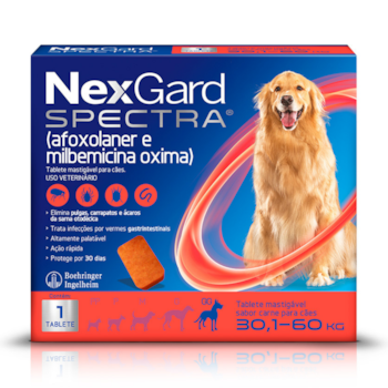 Nexgard Spectra Antipulgas e Carrapatos para Cães de 30,1 a 60kg 1 Tablete Mastigável - Imagem principal