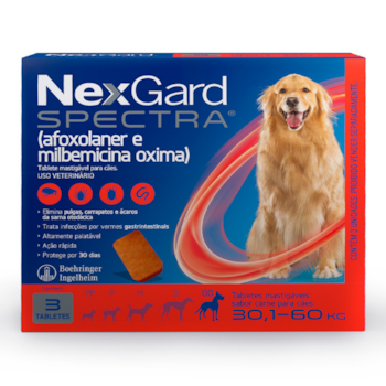Nexgard Spectra Antipulgas e Carrapatos para Cães de 30,1 a 60kg 3 Tabletes Mastigáveis - Imagem principal