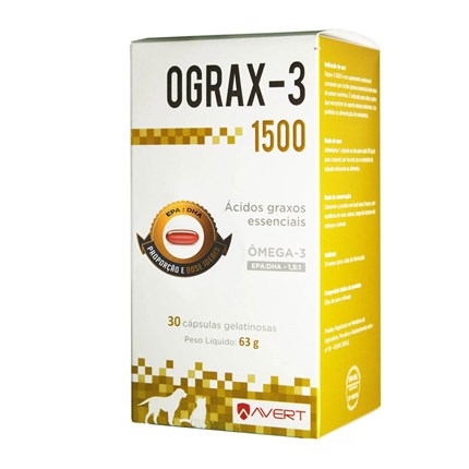 Ograx-3 suplementos para cachorros 30 cápsulas 1500mg