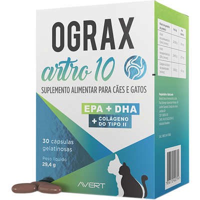 Ograx Artro 10 cachorros e gatos 30 capsulas