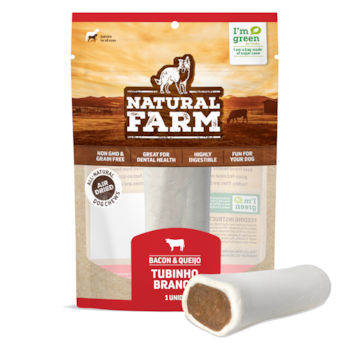 Osso Tubinho Recheado Natural Farm Bacon e Queijo para Cães 1Un - Imagem principal