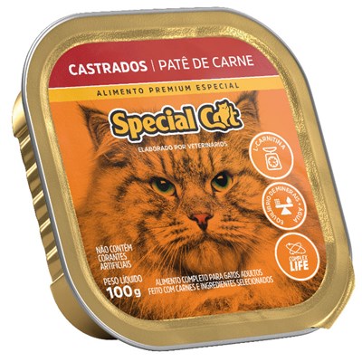 Patê Special Cat para Gatos Adultos Castrados Carne 100gr