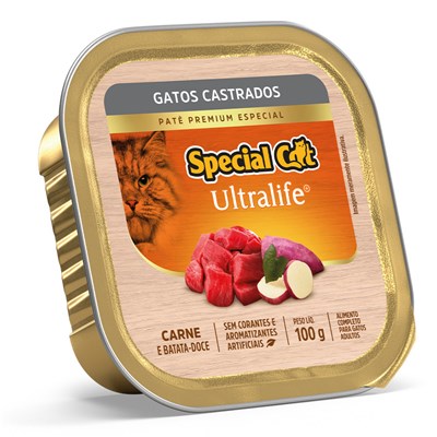 Patê Special Cat Ultralife Gatos Castrados 100gr Adultos Sabor Carne e Batata-Doce
