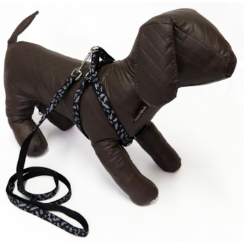 Peitoral e Guia Estampada São Pet Nº4 Preta para Cachorros. - Imagem principal