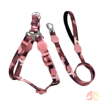 Peitoral e Guia Selva São Pet Rosa Tamanho M para Cães - Imagem principal