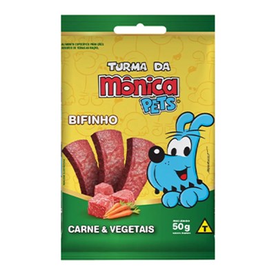 Petisco Bifinho Turma da Mônica Pets para Cães Carne e Vegetais 50gr