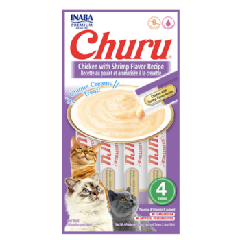 Petisco Cremoso Sachê Churu Sabor Frango com Aroma de Camarão para Gatos 56gr - Imagem principal