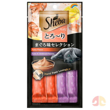Petisco Cremoso Sheba Sabores Atum e Atum com Camarão Para Gatos 4 Unidades de 12g - Imagem principal