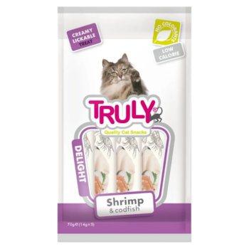 Petisco Cremoso Truly Creamy Sabor Camarão e Bacalhau 70g Para Gatos - Imagem principal