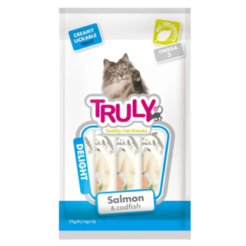 Petisco Cremoso Truly Creamy Sabor Salmão e Bacalhau 70g Para Gatos - Imagem principal
