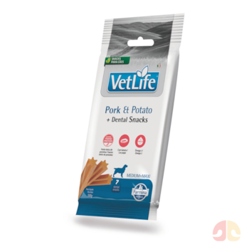 Petisco Dental Vet Life Farmina Pork & Potato para Cães Porte Médio e Grande 100g - Imagem principal