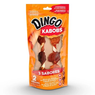 Petisco Dingo Kabobs 3 sabores para cachorros 2un