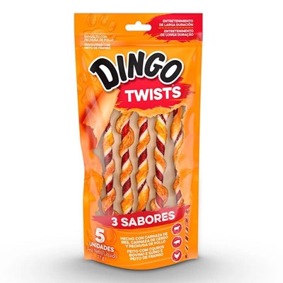 Petisco Dingo Twists 3 sabores para cachorros 5un