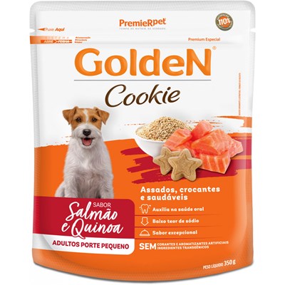 Petisco GoldeN Cookie cachorros adultos pequeno porte salmão e quinoa 350gr