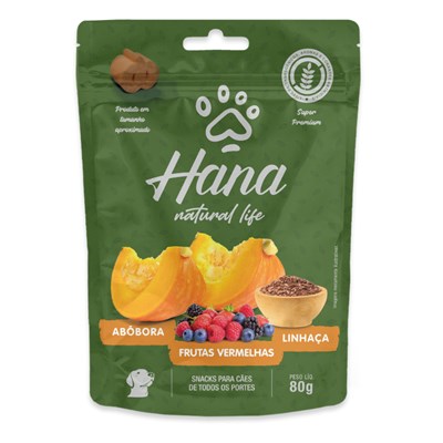 Petisco Hana Natural Life Snack para Cães Adultos 80gr Sabor Abóbora, Frutas Vermelhas e Linhaça