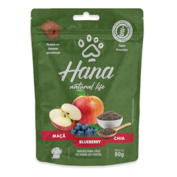 Petisco Hana Natural Life Snack para Cães Adultos 80gr Sabor Maçã, Blueberry e Chia - Imagem principal