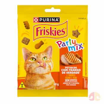 Petisco Nestlé Purina Friskies Party Mix para Gatos Adultos Frango, Figado e Peru 40g - Imagem principal