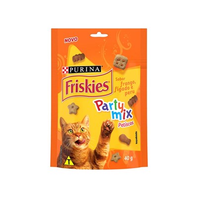 Petisco Nestlé Purina Friskies Party Mix para Gatos Adultos Frango, Figado e Peru 40g
