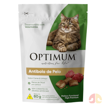 Petisco Optimum Antibola de Pelo para Gatos Adultos 80g Sabor Carne & Linhaça - Imagem principal