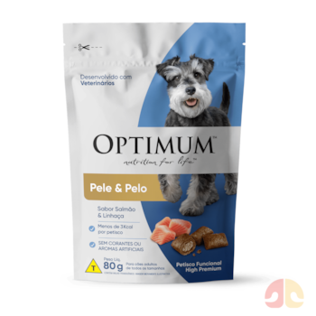 Petisco Optimum Pele & Pelo para Cães Adultos 80g Sabor Salmão & Linhaça - Imagem principal