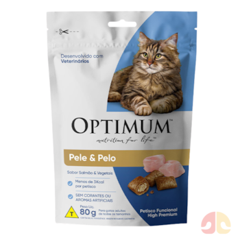 Petisco Optimum Pele e Pelo para Gatos Adultos 80g Sabor Salmão e Vegetais - Imagem principal