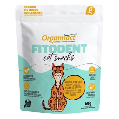 Petisco Organnact Fitodent Cat Snacks para Gatos 40gr