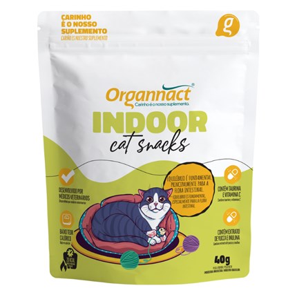 Petisco Organnact Indoor Cat Snacks para Gatos 40gr