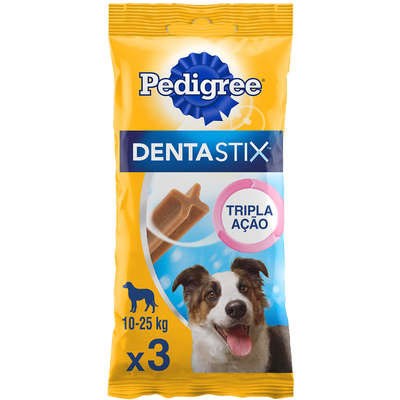 Produto Petisco Pedigree Dentastix para cachorros de raças médias com 3 unidades pacote de 77gr