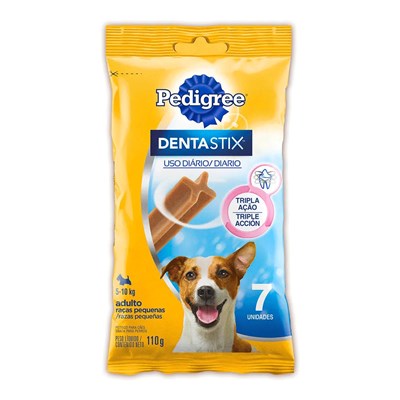 Petisco Pedigree Dentastix para cachorros de raças pequenas com 7 unidades pacote de 110gr