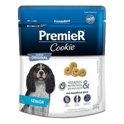 Produto Petisco PremieR Cookie para cachorros adultos Sênior sabor original  com 250gr