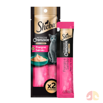 Petisco Sheba Cremoso Frango e Salmão para Gatos Adultos com 2 Unidades - Imagem principal