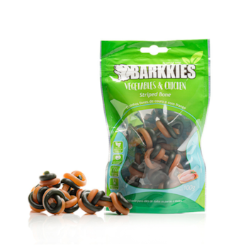 Petisco Snack Barkkies Osso Listrado de Legumes e Frango 100gr para Cães - Imagem principal
