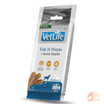 Petisco Snack Dental Fish e Potato Vet Life 100g Cães Raças Médias e Grandes - Imagem principal