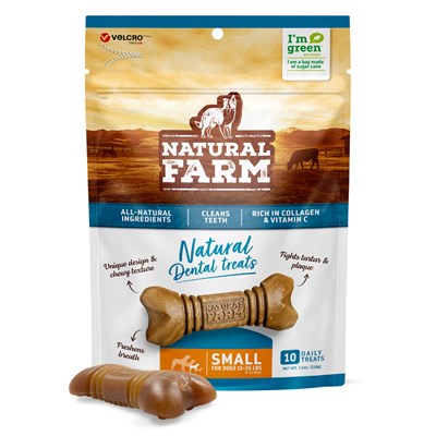 Petisco Snack Natural Farm Dental Treats para Cães de Porte Pequeno 210gr
