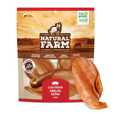 Petisco Snack Natural Farm Orelha Suína para Cães com 3 Unidades