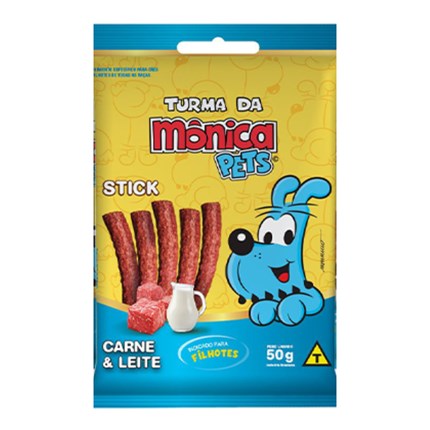Petisco Stick Turma da Mônica Pets para Cães Filhotes Carne e Leite 50gr