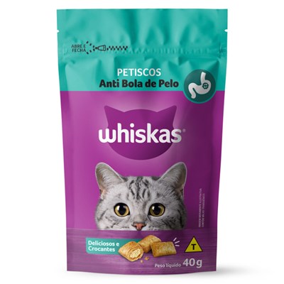 Petisco Whiskas® para Gatos Adultos Anti Bola de Pelo 40gr