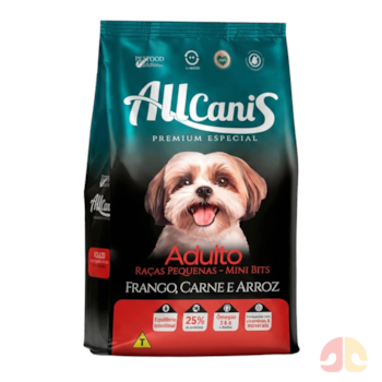 Ração Allcanis para Cães Adultos Raças Pequenas Mini Bits 20 kg Sabor Frango, Carne e Arroz - Imagem principal