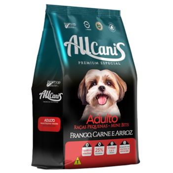 Ração Allcanis para Cães Adultos Raças Pequenas Mini Bits Sabor Frango, Carne e Arroz 15 kg - Imagem principal