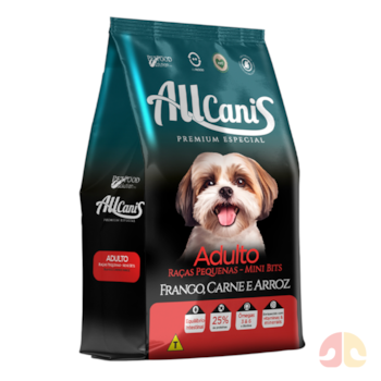 Ração Allcanis para Cães Adultos Raças Pequenas Mini Bits Sabor Frango, Carne e Arroz 25 kg - Imagem principal